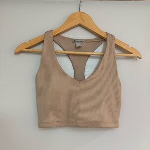 MOVING SALE Forever 21 Tan Ribbed Racerback Crop Top